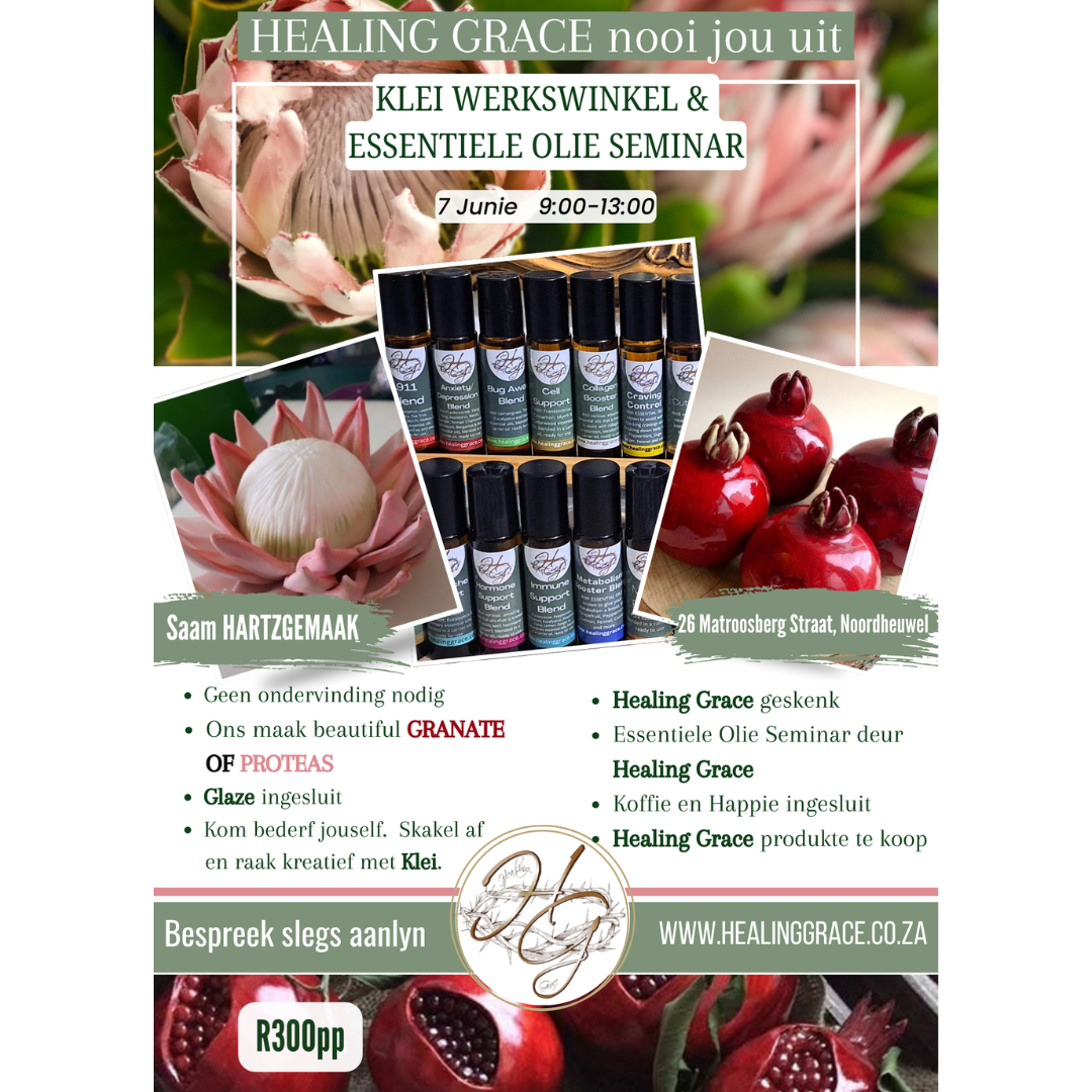 GRANATE of PROTEAS - Klei Werkswinkel en Essentiele Olie Seminar