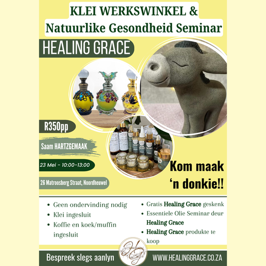 Kom maak 'n DONKIE saam ons!  Damesoggend 23 Mei - Klei en Natuurlike Gesondheid Seminar